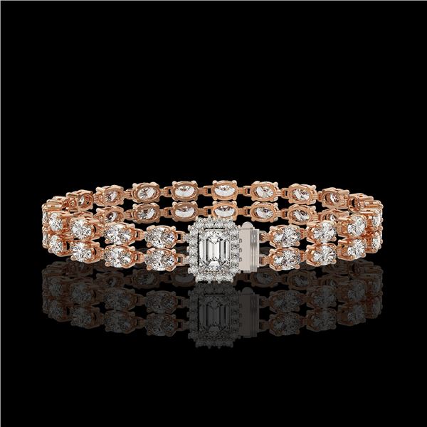 13.04 ctw Emerald Cut & Oval Diamond Bracelet 18K Rose Gold - REF-1261G9W