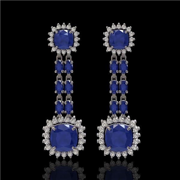 19.88 ctw Sapphire & Diamond Earrings 14K White Gold - REF-336H4R
