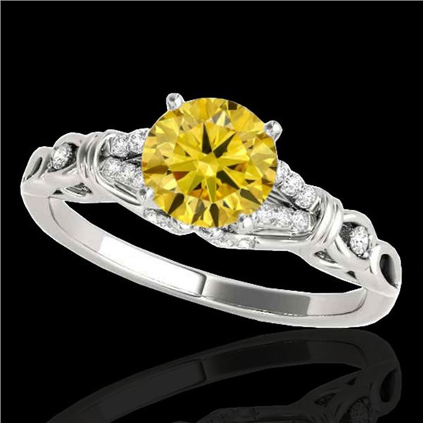 1.2 ctw Certified SI/I Fancy Intense Yellow Diamond Ring 10k White Gold - REF-188A2N