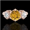 Image 2 : 1.66 ctw Intense Fancy Yellow Diamond Art Deco Ring 18k Rose Gold - REF-338X2A