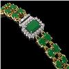 Image 2 : 19.07 ctw Emerald & Diamond Bracelet 14K Yellow Gold - REF-236W4H