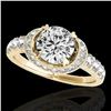 Image 1 : 1.75 ctw Certified Diamond Solitaire Halo Ring 10k Yellow Gold - REF-204F5M