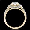 Image 2 : 1.75 ctw Certified Diamond Solitaire Halo Ring 10k Yellow Gold - REF-204F5M