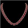 Image 1 : 84.94 ctw Ruby & Diamond Micro Pave Halo Necklace 10k Rose Gold - REF-930F2M