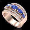 Image 2 : 2.25 ctw Tanzanite & Micro Pave VS/SI Diamond Designer Ring 10k Rose Gold - REF-81F8M