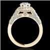 Image 2 : 1.8 ctw Certified Diamond Solitaire Halo Ring 10k Yellow Gold - REF-218X2A