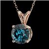 Image 2 : 1.25 ctw Certified Intense Blue Diamond Necklace 10k Rose Gold - REF-121H5R