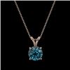 Image 3 : 1.25 ctw Certified Intense Blue Diamond Necklace 10k Rose Gold - REF-121H5R