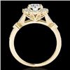 Image 2 : 1.5 ctw Certified Diamond Solitaire Halo Ring 10k Yellow Gold - REF-190K9Y
