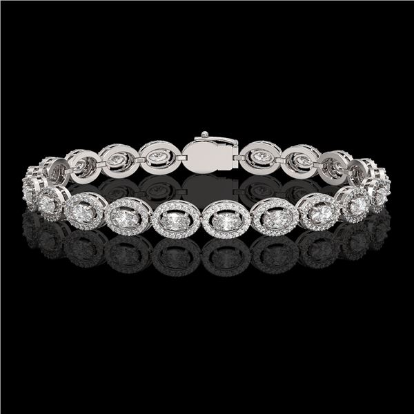 8.06 ctw Oval Cut Diamond Micro Pave Bracelet 18K White Gold - REF-699A3N