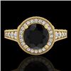 Image 2 : 1.91 ctw Fancy Black Diamond Engagment Art Deco Ring 18k Yellow Gold - REF-130R9K