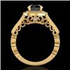Image 3 : 1.91 ctw Fancy Black Diamond Engagment Art Deco Ring 18k Yellow Gold - REF-130R9K