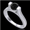 Image 1 : 2 ctw Fancy Black Diamond Engagment Micro Pave Ring 18k White Gold - REF-160N2F