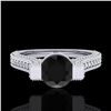 Image 2 : 2 ctw Fancy Black Diamond Engagment Micro Pave Ring 18k White Gold - REF-160N2F