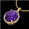 Image 2 : 10 ctw Amethyst & Micro Pave VS/SI Diamond Necklace 18k Yellow Gold - REF-78K2Y