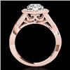 Image 2 : 2 ctw Certified Diamond Solitaire Halo Ring 10k Rose Gold - REF-259G3W