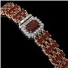 Image 2 : 21.51 ctw Garnet & Diamond Bracelet 14K Rose Gold - REF-318M2G