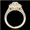 Image 2 : 2 ctw Certified Diamond Solitaire Halo Ring 10k Yellow Gold - REF-231Y8X