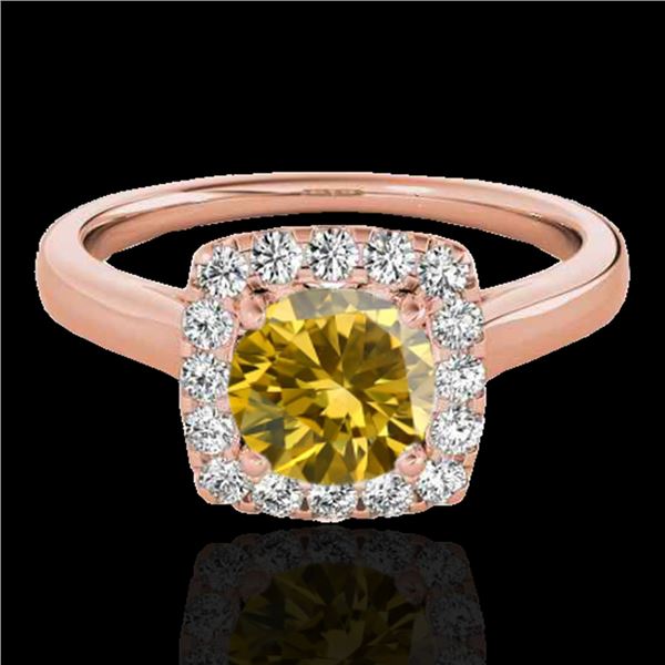 1.37 ctw Certified SI/I Fancy Intense Yellow Diamond Ring 10k Rose Gold - REF-197R8K