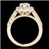 Image 2 : 3 ctw Certified Diamond Solitaire Halo Ring 10k Yellow Gold - REF-381Y8X