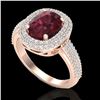 Image 2 : 3.10 ctw Garnet & Micro Pave VS/SI Diamond Certified Ring 10k Rose Gold - REF-100X2A