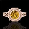 Image 2 : 1 ctw Intense Fancy Yellow Diamond Art Deco Ring 18k Rose Gold - REF-200X2A