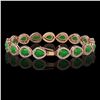 Image 2 : 13.19 ctw Jade & Diamond Micro Pave Halo Bracelet 10k Rose Gold - REF-305W8H