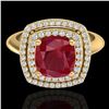 Image 1 : 2.52 ctw Ruby & Micro VS/SI Diamond Certified Pave Ring 18k Yellow Gold - REF-77F3M