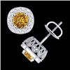 Image 3 : 1.69 ctw Intense Fancy Yellow Diamond Art Deco Earrings 18k White Gold - REF-254R5K