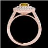 Image 2 : 3 ctw Certified SI/I Fancy Intense Yellow Diamond Halo Ring 10k Rose Gold - REF-320W5H