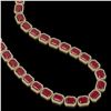 Image 2 : 84.94 ctw Ruby & Diamond Micro Pave Halo Necklace 10k Yellow Gold - REF-930G2W