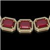 Image 3 : 84.94 ctw Ruby & Diamond Micro Pave Halo Necklace 10k Yellow Gold - REF-930G2W