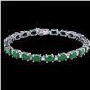 Image 2 : 23.5 ctw Emerald & VS/SI Diamond Eternity Bracelet 10k White Gold - REF-172F8M