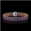 Image 3 : 28.74 ctw Sapphire & Diamond Bracelet 14K Rose Gold - REF-318H2R