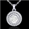 Image 1 : 1 ctw Micro Pave VS/SI Diamond Solitaire NECKALCE Halo 18k White Gold - REF-160F2M