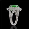Image 3 : 4.12 ctw Jade & Diamond Victorian Ring 14K White Gold - REF-134N4F