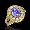 Image 1 : 4.76 ctw Certified Tanzanite & Diamond Victorian Ring 14K Yellow Gold - REF-178W5H