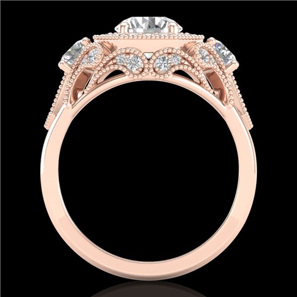 2.11 ctw VS/SI Diamond Solitaire Art Deco 3 Stone Ring 18k Rose Gold - REF-490W9H