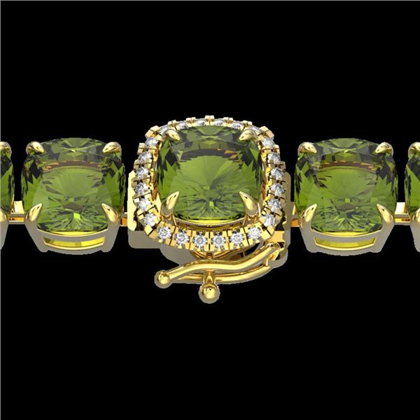 40 ctw Green Tourmaline & Micro Diamond Bracelet 14k Yellow Gold - REF-404K4Y