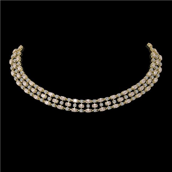 44.45 ctw Morganite & Diamond Necklace 10K Yellow Gold - REF-709F3M