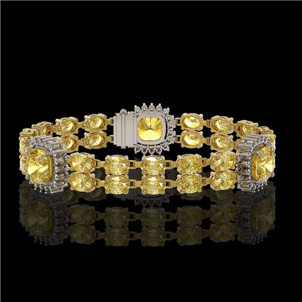 15.95 ctw Citrine & Diamond Bracelet 14K Yellow Gold - REF-263G6W