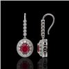 Image 2 : 9.25 ctw Certified Ruby & Diamond Victorian Earrings 14K White Gold - REF-249F6M