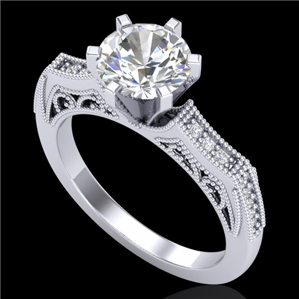 1.51 ctw VS/SI Diamond Solitaire Art Deco Ring 18k White Gold - REF-442X5A