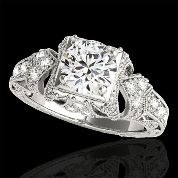 1.25 ctw Certified Diamond Solitaire Antique Ring 10k White Gold - REF-184K3Y