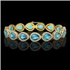 Image 1 : 20.3 ctw Swiss Topaz & Diamond Micro Pave Halo Bracelet 10k Yellow Gold - REF-286K2Y