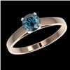 Image 2 : 0.73 ctw Certified Intense Blue Diamond Engagment Ring 10k Rose Gold - REF-57W8H