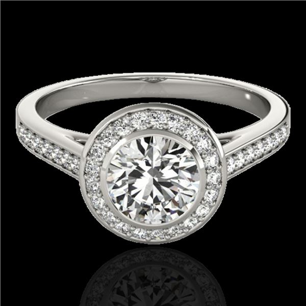 1.3 ctw Certified Diamond Solitaire Halo Ring 10k White Gold - REF-197M8G