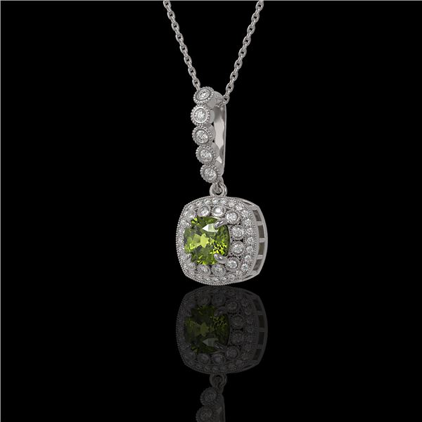 2.25 ctw Tourmaline & Diamond Victorian Necklace 14K White Gold - REF-81X3A