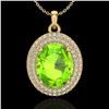 Image 1 : 4.50 ctw Peridot & Micro Pave VS/SI Diamond Necklace 18k Yellow Gold - REF-112M8G