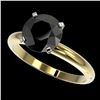 Image 1 : 2.59 ctw Fancy Black Diamond Solitaire Engagment Ring 10k Yellow Gold - REF-57G8W